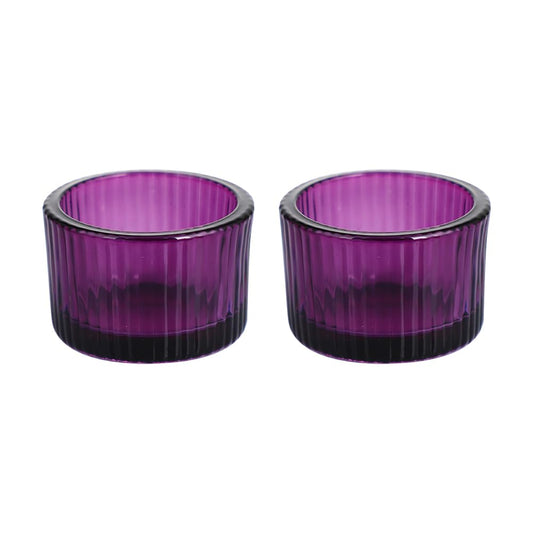 UUYYEO 2 Pcs Glass Tealight Candle Holder Clear Tea Light Candle Cups Votive Candles Holders Containers Floating Candles Holders Dining Table Candle Holder Wedding Table Centerpieces Purple