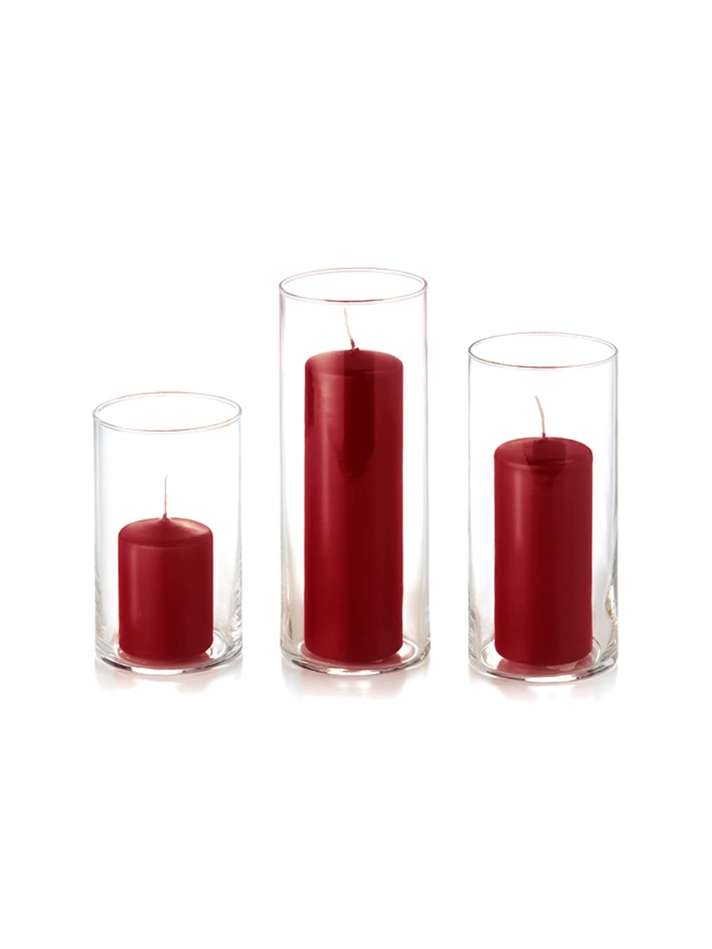 yummi Set of 36 Slim Pillars and Cylinder Vases - Burgundy