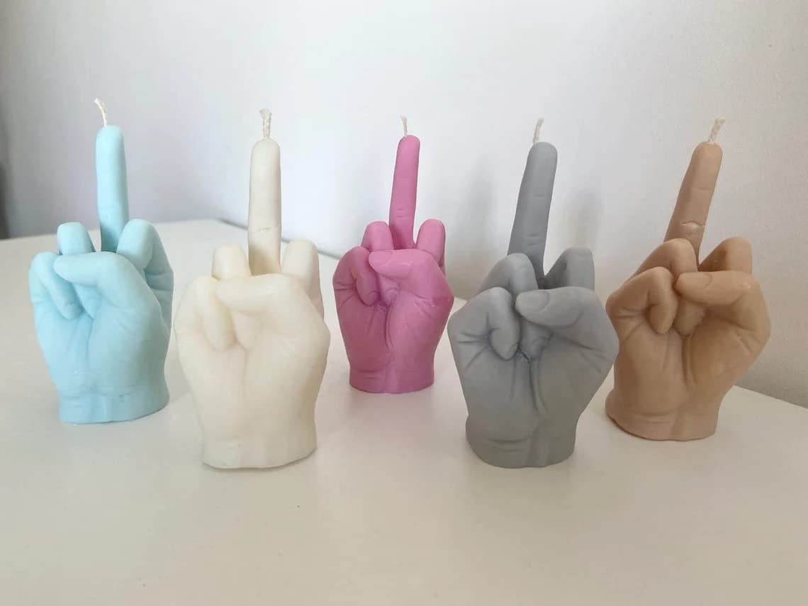 Middle Finger Candle, Homemade soy candle, Hand Fuck Candle, Teen Room Decor Candle, Funny Aeshetic Candle, Hippie Candle (White, POMEGRANATE)