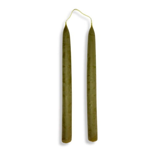 Candlestock Beeswax Taper Candles – Standard 7/8" Diameter, Pure 100% Natural USA Beeswax, Cotton Wick, Dripless, Long-Burning, Handmade in Woodstock, NY- 10 Inches - 1 Pair (2 Candles) - Sage