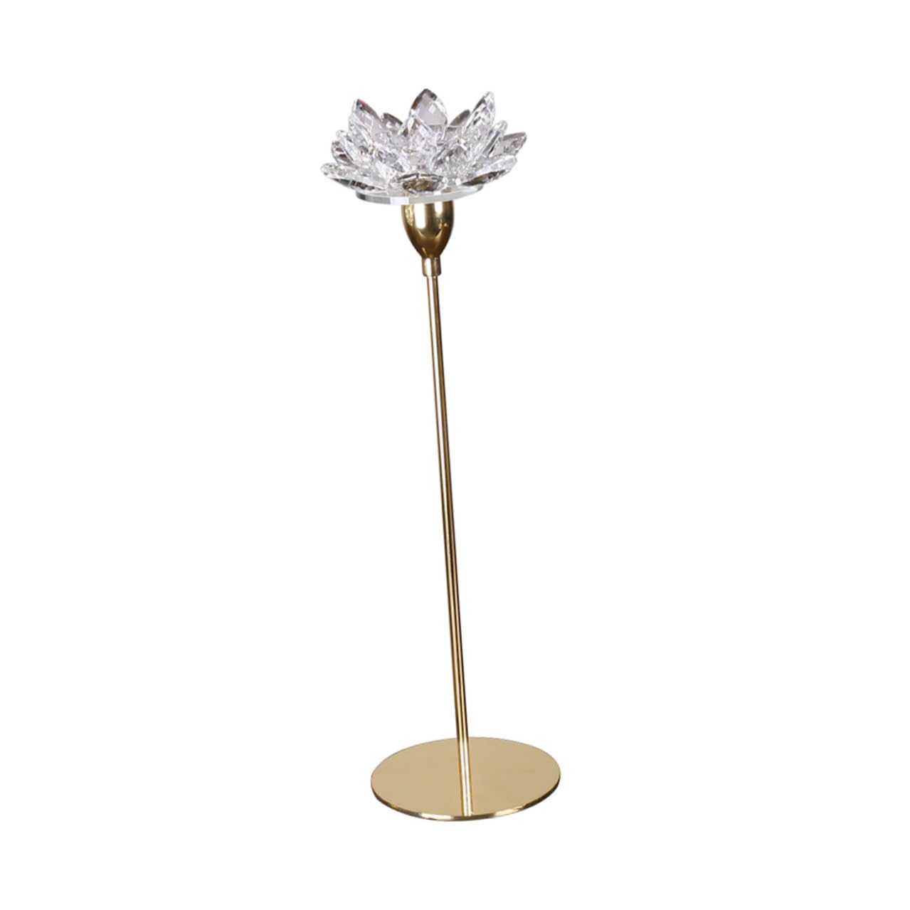 Tofficu Crystal Lotus Candlestick Small Metal Candle Holder Gold Wedding Dining Room Decorative Candlestick Stand