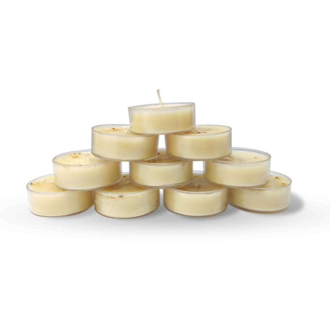 HEM Palo Santo Scented Tealight Candles (10 Pack, 5 Hr Burn) - Natural Soy, Non-Toxic, Long Lasting, No Smoke