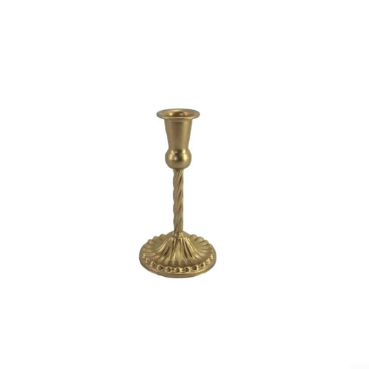 Vacumist Candlestick Holders Set Brass Taper Candle Holders with Vintage Decorative Design for Wedding Table Centerpiece,5 Pcs Metal(9.3x17.5)