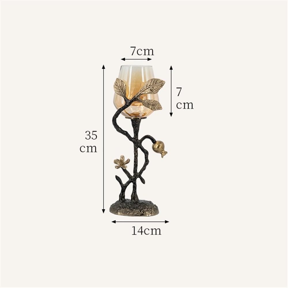 Candlestick Holders Home Creative Candlestick Ornaments Retro Table Decoration Metal Glass Candle Holder Candle Holders(Small)