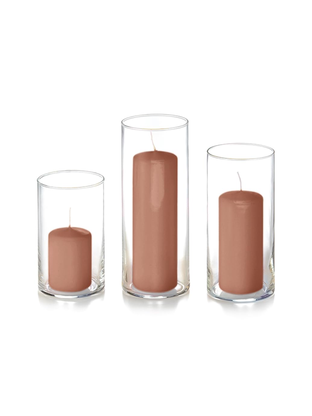 yummi Set of 12 Slim Pillars and Cylinder Vases - Cappuccino