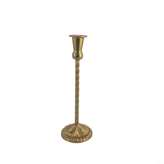Vacumist Candlestick Holders Set Brass Taper Candle Holders with Vintage Decorative Design for Wedding Table Centerpiece,5 Pcs Metal(9.3x28.5)