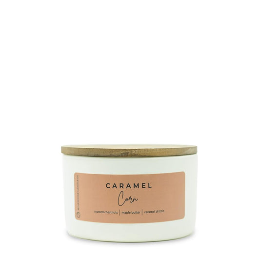 Milkhouse Candle Company Caramel Corn Soy Candle - Roasted Chestnuts | Maple Glaze | Pecan Scented - 10 oz Signature Statement Candle with Lid, 20+ Hour Burn Time, Made in the USA