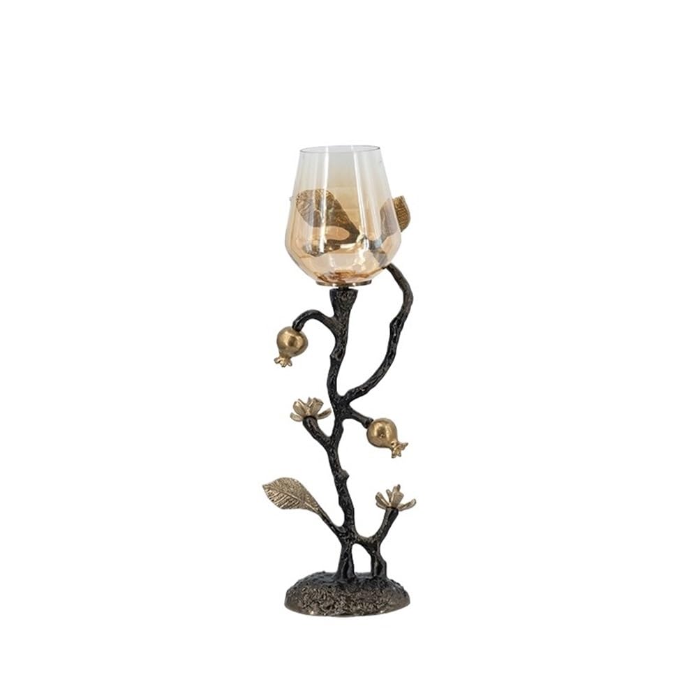 Candlesticks Home Creative candle holder Ornaments Retro Table Decoration Metal Glass Candle Holder Decorative candle holder(Large)