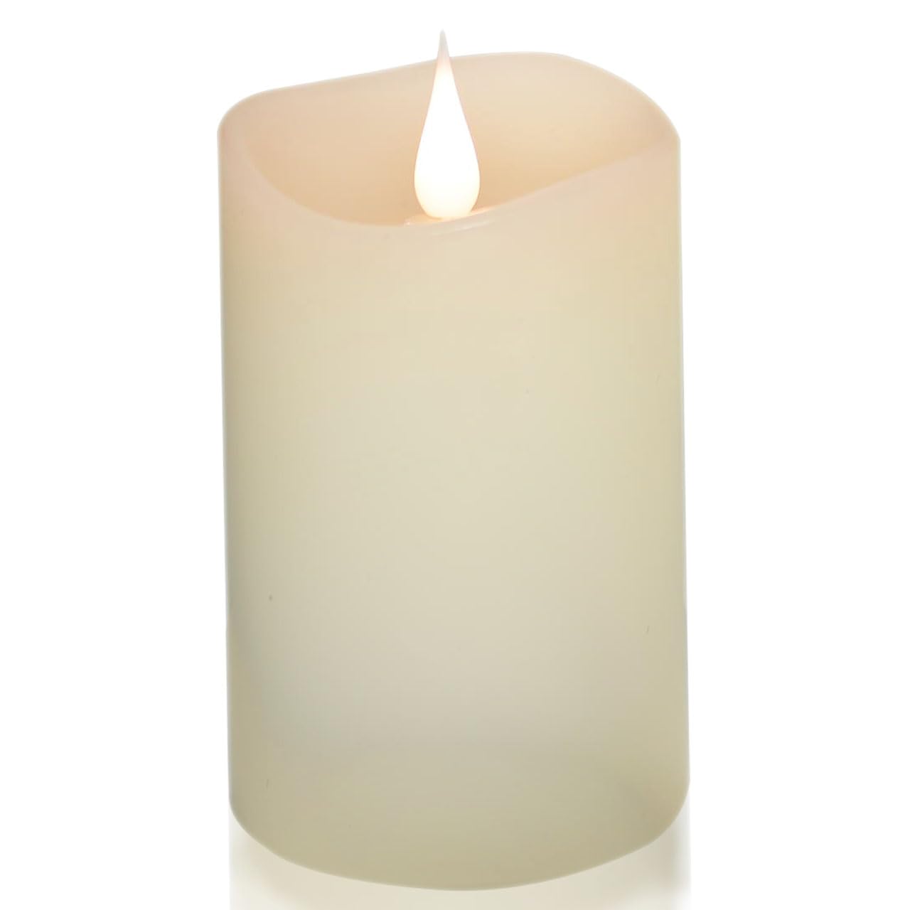 ENKINDDLE Flameless Candles with Timer, 3D Moving Flame LED Pillar Candle, Real Wax Flickering Candle, Battery Operated, Ivory 3"x5" for Table Centerpiece & Home Décor
