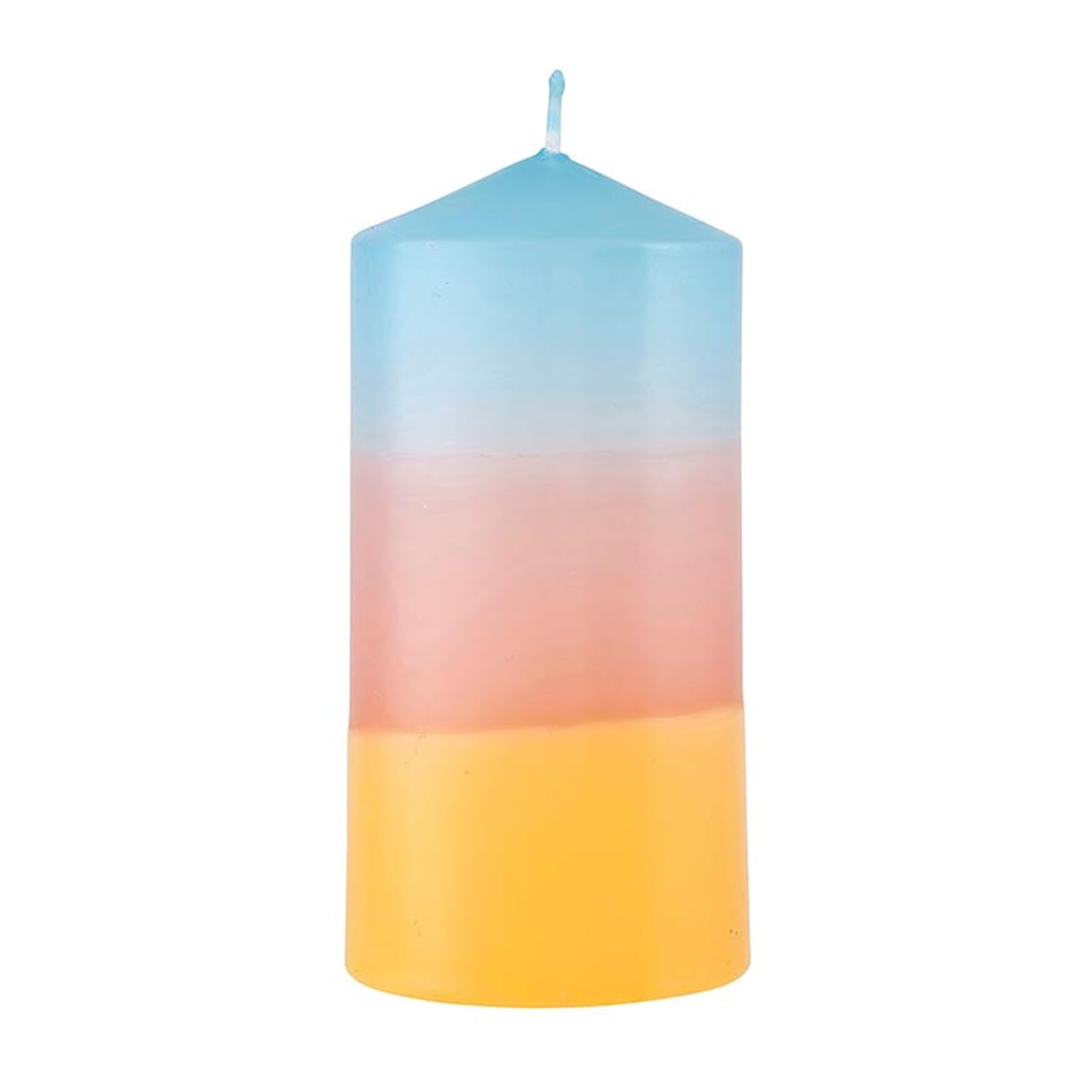 Slant Collections Tri-Colored Unscented Pillar Candle, 4.75-Inch, Blue/Pink/Orange