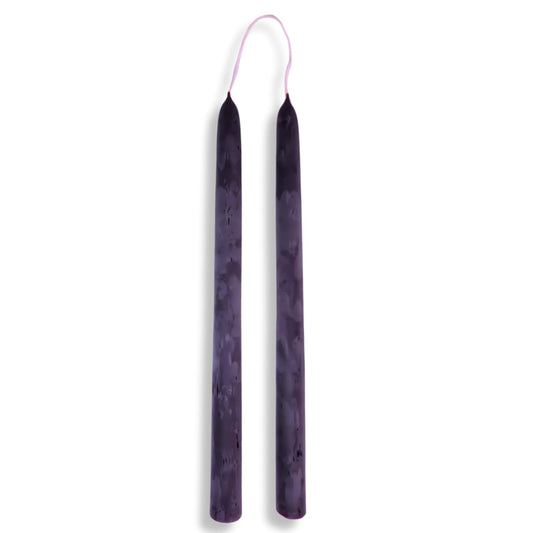 Candlestock Beeswax Taper Candles – Standard 7/8" Diameter, Pure 100% Natural USA Beeswax, Cotton Wick, Dripless, Long-Burning, Handmade in Woodstock, NY- 12 Inches - 1 Pair (2 Candles) - Plum Purple