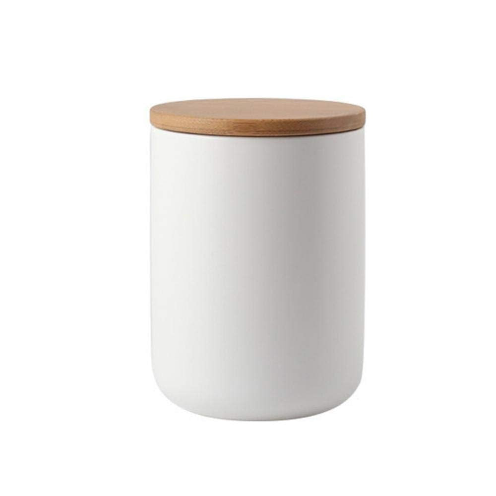 MilkyWay Food Storage Jar Strong Ceramic Storage Canisters with Airtight Seal Bamboo Lid Modern Design Seal Damp-Proof Kitchen Jar for Coffee, Tea, Spice and More (White(M: 27oz/800ml))
