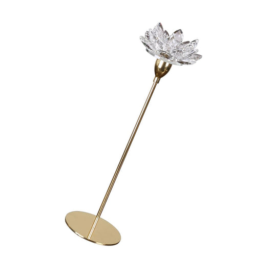 Milisten Modern Simple Metal Candle Stand Crystal Lotus Candlestick Holder Small Gold Decorative Wedding Centerpiece Romantic Candle Holder for Home Decor