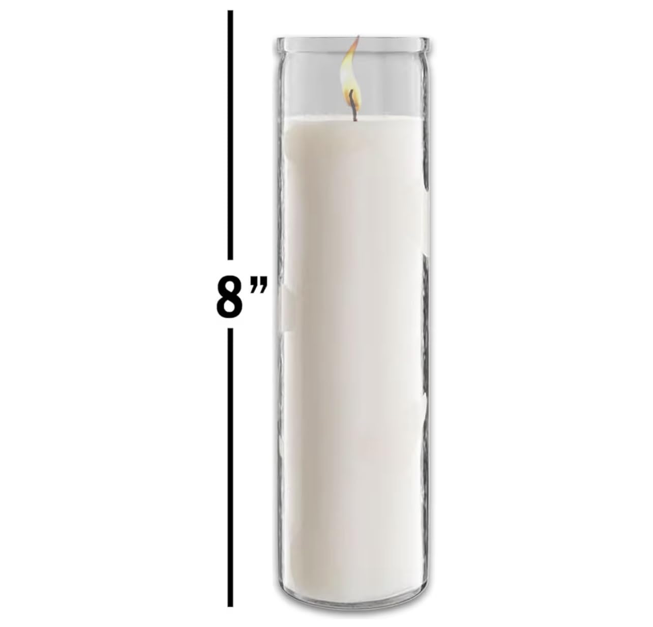 White Prayer Glass Candle, 8 Inch, 12 Pack, Devotional for Vigils, Ceremonies