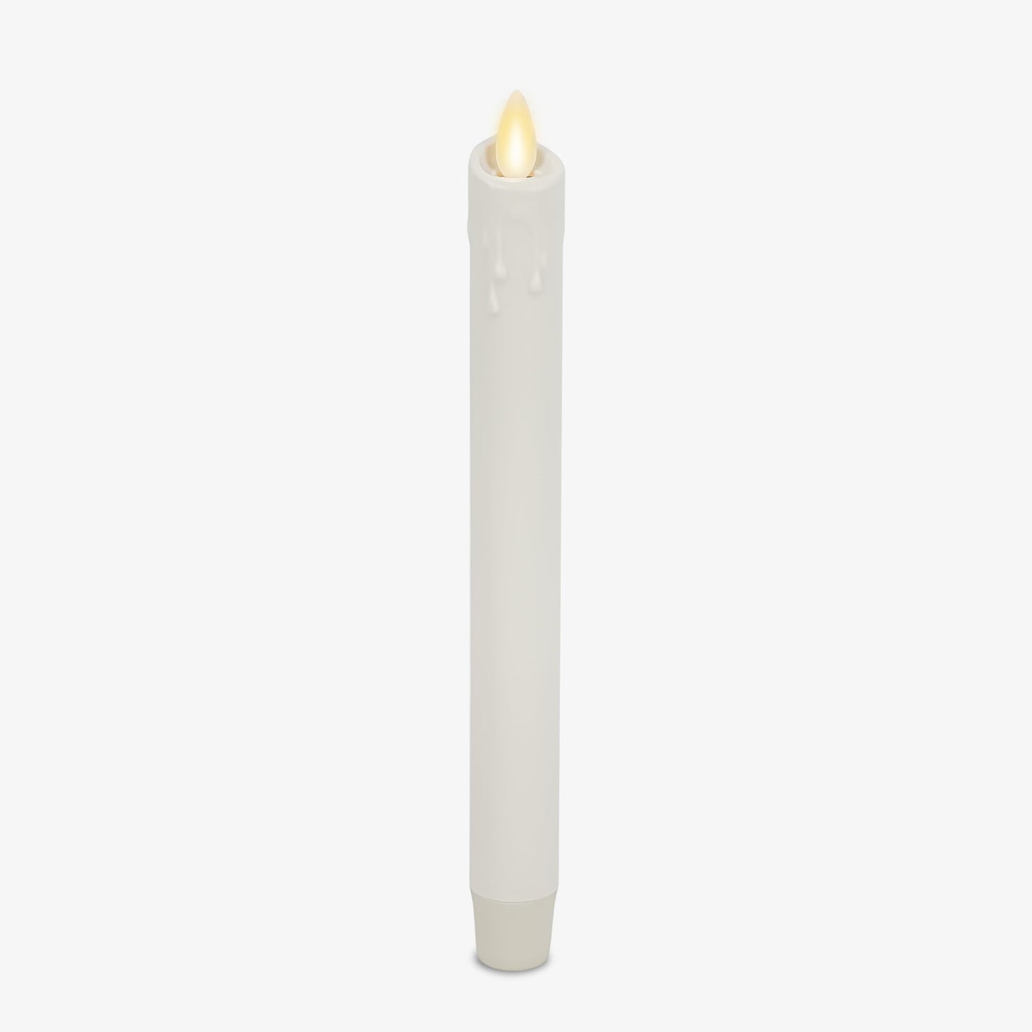 Luminara White Single Wax Drip Flameless Candle Tapers (1 x 9.5 inch), Moving Flame LED Candle Unscented Real Wax with Dripped Top Timer Function, Table, Mantel, Holiday Decoration