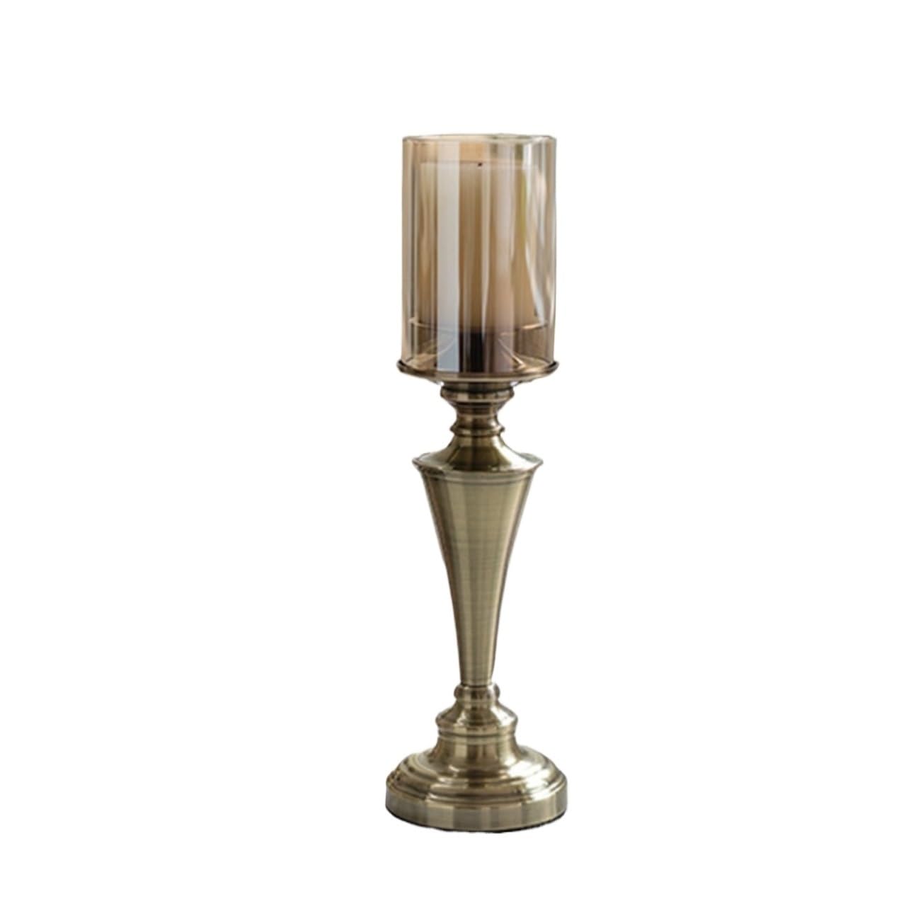 YUHUAWF Candle Holderss Creative Iron Candlestick with Glass Cover Home Dining Table Decoration Candlestick Ornaments Decorative Candlestick(Small)