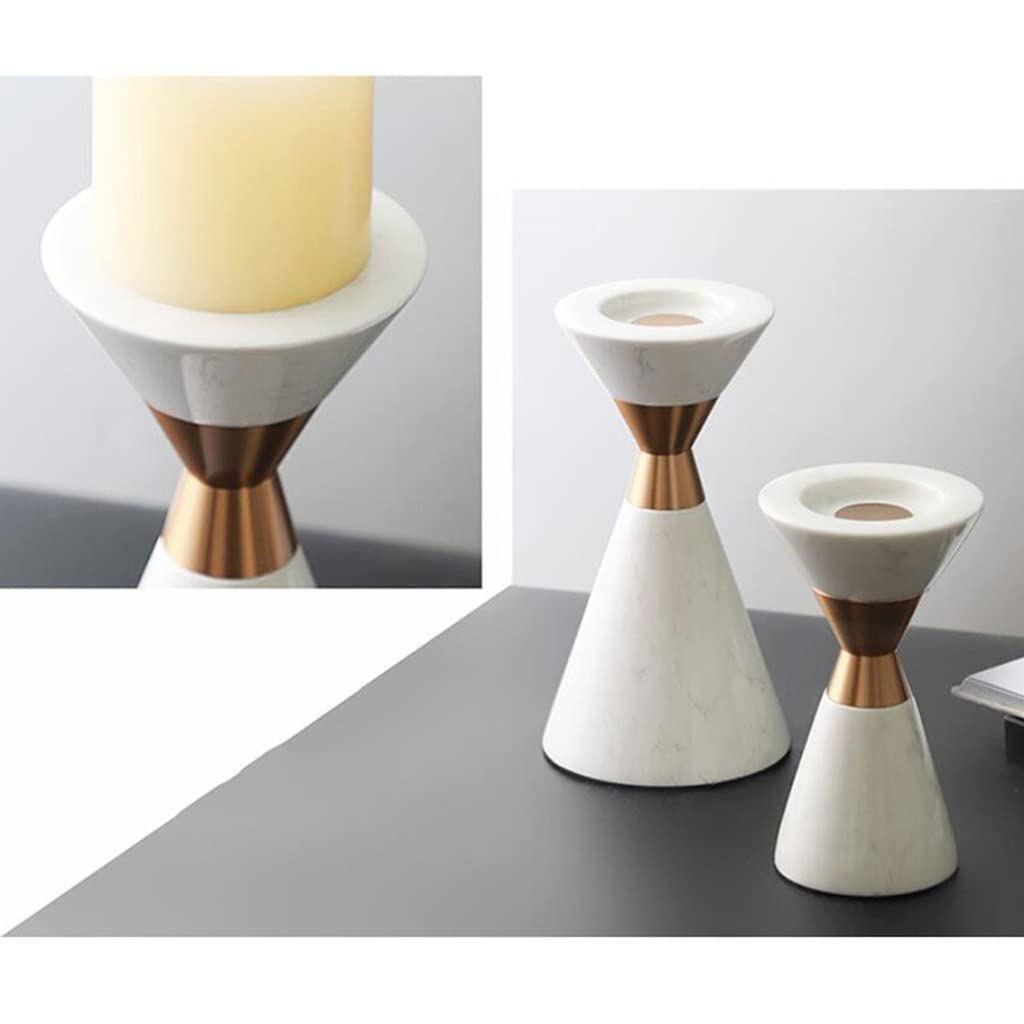 WAOCEO Candlestick Holders Marble Candlestick Living Room Dining Table Accessories Hotel Club Small Candlestick Handicraft Ornaments Candle Holders (Size : A)
