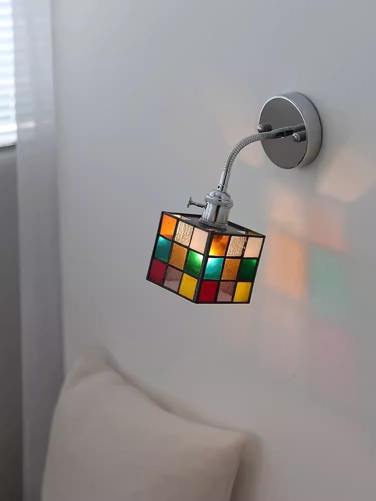 BGNSFGFNFG Modern with Switch Flexible Hose Wall Sconce Colored Glass Wall Lamp Adjustable Wall Mount Light for Living Room Bedroom Bedside Wall Light Fixture Chrome