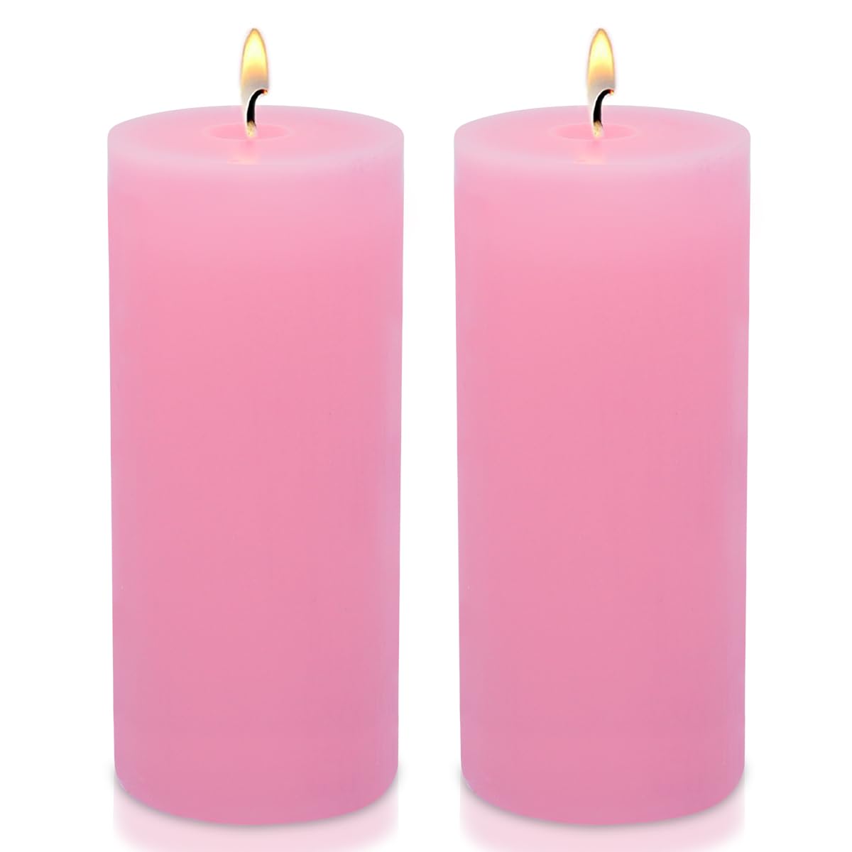 Pillar Candles Set of 2, Hand-Poured Unscented Candles, 3"*8" Pink Decorative Candles, No Drip, Long Burning,Wedding,Dinner,Christmas and Home Decor