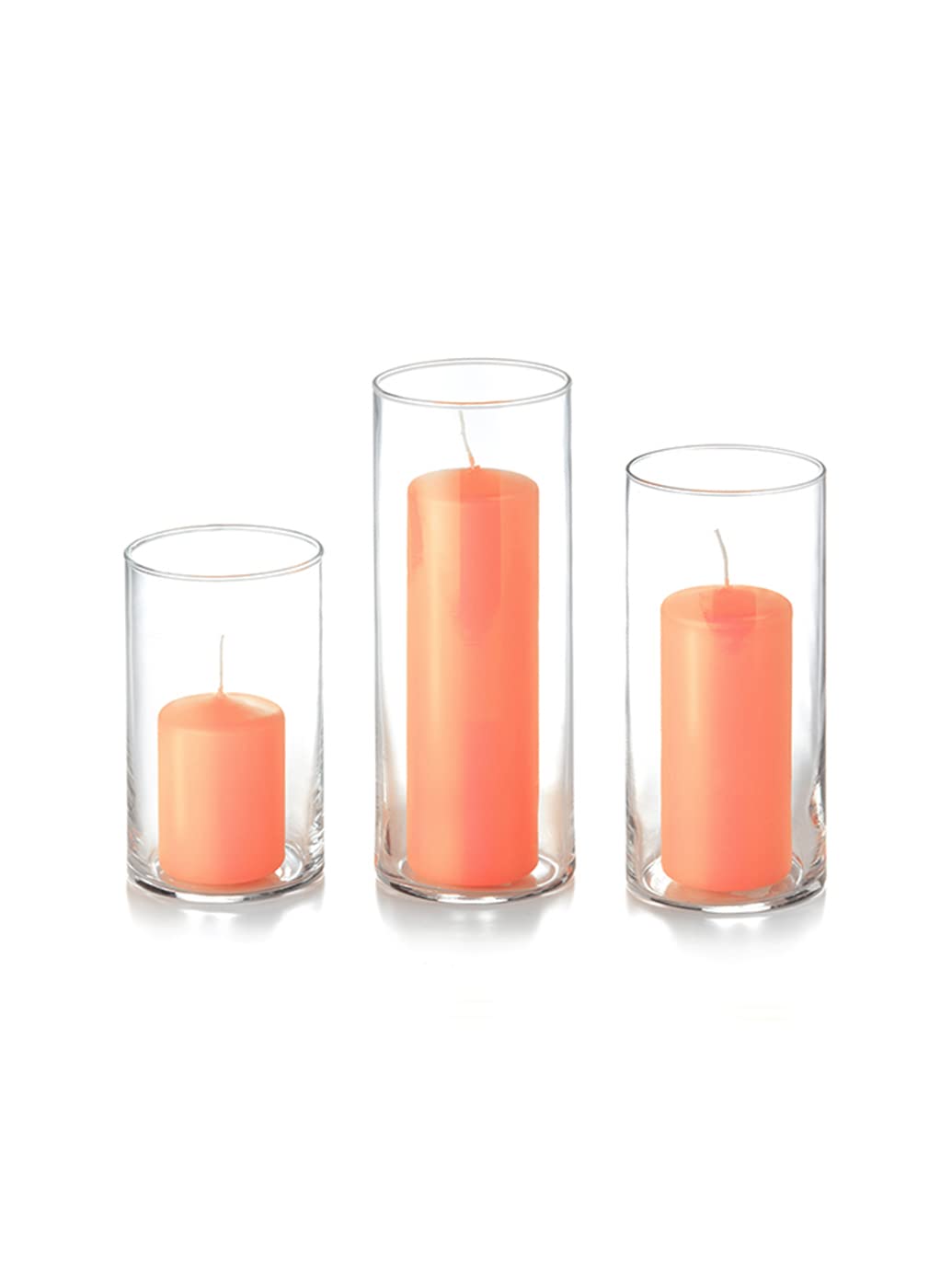 yummi Set of 12 Slim Pillars and Cylinder Vases - Peach
