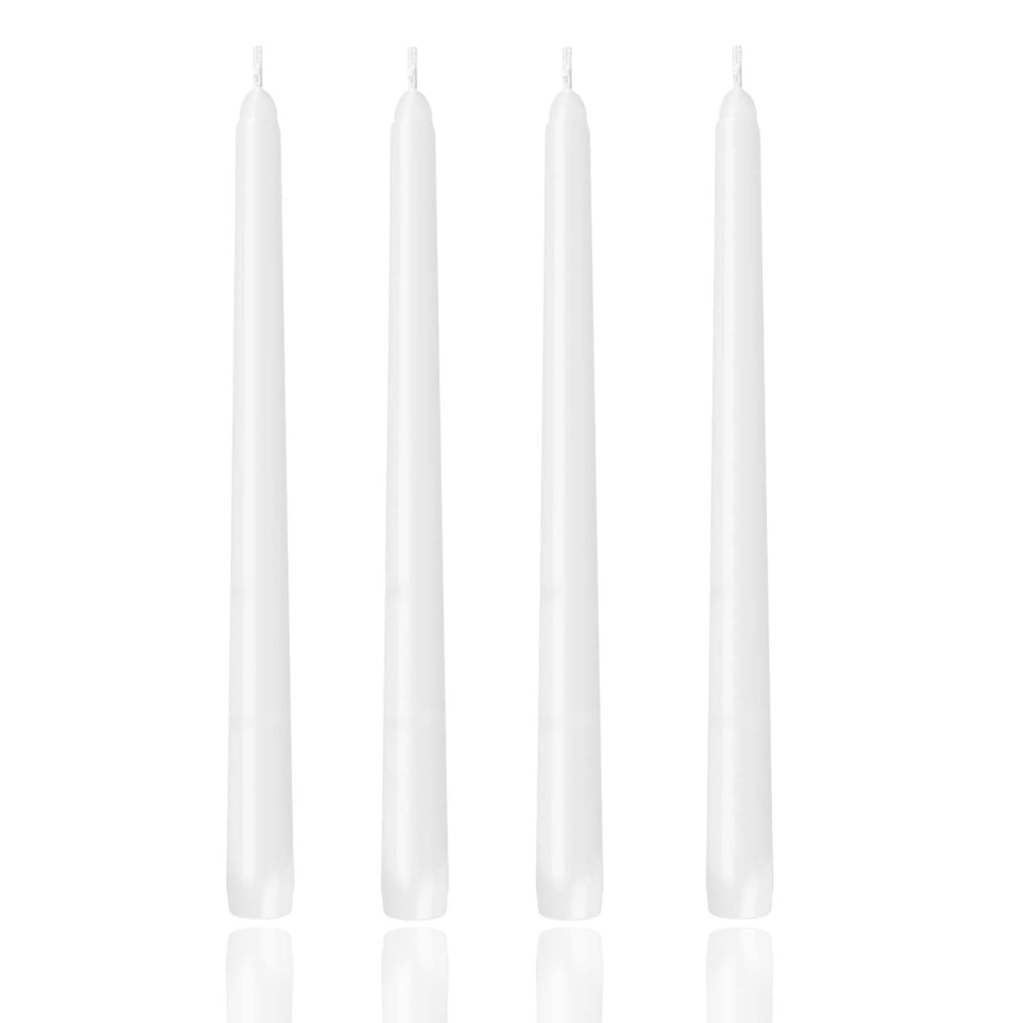 10 inch Taper Candles,Set of 4 Tapered Candle, Tall Candlesticks,Conical Stick Candles,Smokeless,for Home Dinner, Party, Wedding, Halloween, Christmas (White, 10inch)