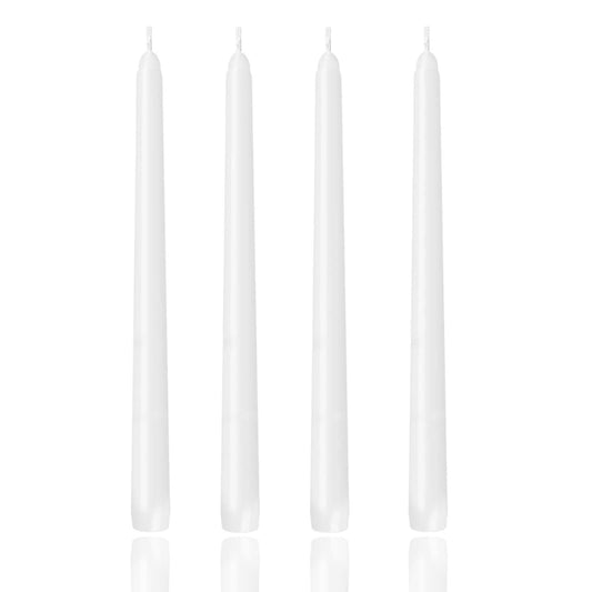 10 inch Taper Candles,Set of 4 Tapered Candle, Tall Candlesticks,Conical Stick Candles,Smokeless,for Home Dinner, Party, Wedding, Halloween, Christmas (White, 10inch)