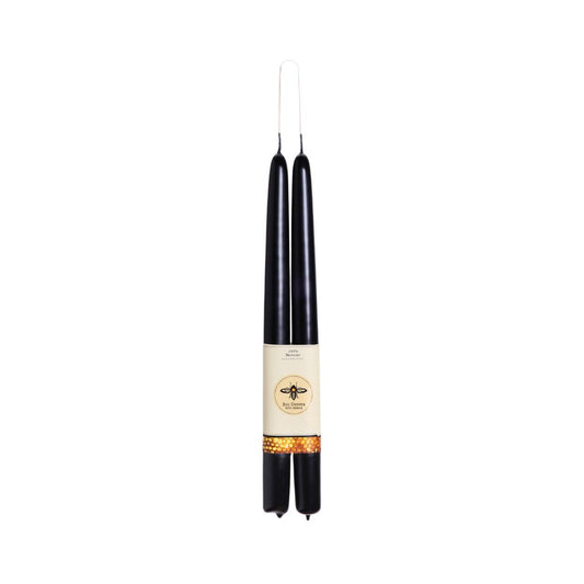 Big Dipper Wax Works Black Hand-Dipped Beeswax Taper Candles – 12” x 7/8”, 2-Pack, 100% Pure Beeswax, Long Burning, Clean, Cotton Wick, Handmade in USA, Home Décor & Wedding Candles