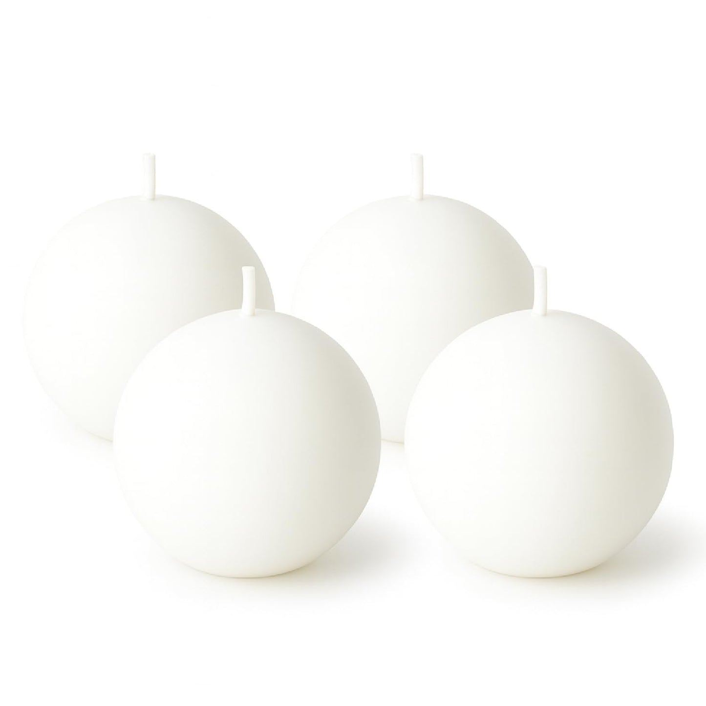 Biedermann & Sons White Round Candles (Set of 4), Unscented Dripless Balls, 2.5" Spheres, 8 Hour Burn, for Dinner Tables and Special Occasions