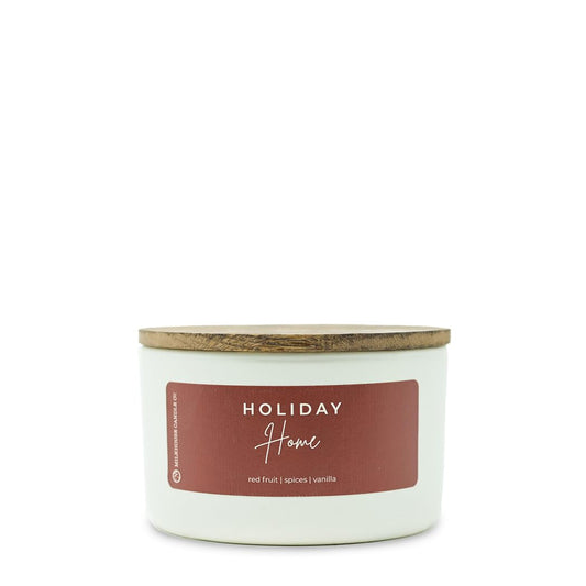 Milkhouse Candle Company Holiday Home Soy Candle - Red Fruit | Spices | Vanilla Scented - 10 oz Signature Statement Candle with Lid, 20+ Hour Burn Time, Made in the USA