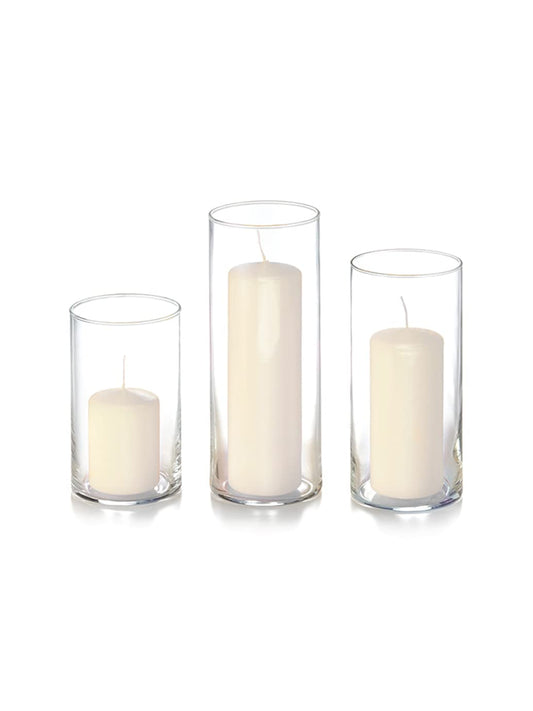 yummi Set of 36 Slim Pillars and Cylinder Vases - Ivory