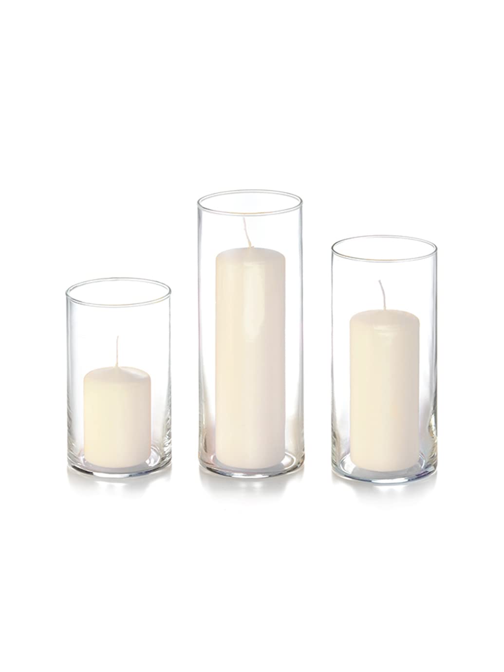 yummi Set of 12 Slim Pillars and Cylinder Vases - Ivory