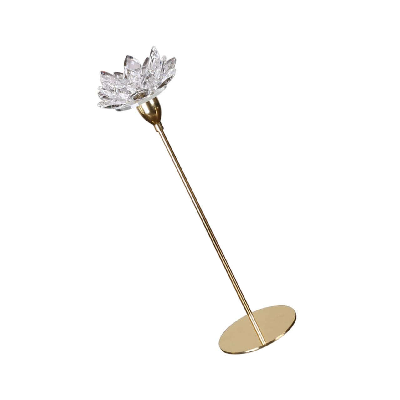 JOINPAYA Crystal Lotus Candlestick Holder Metal Candle Stand Small Gold Decorative Candle Stick for Wedding Dining Room Centerpiece