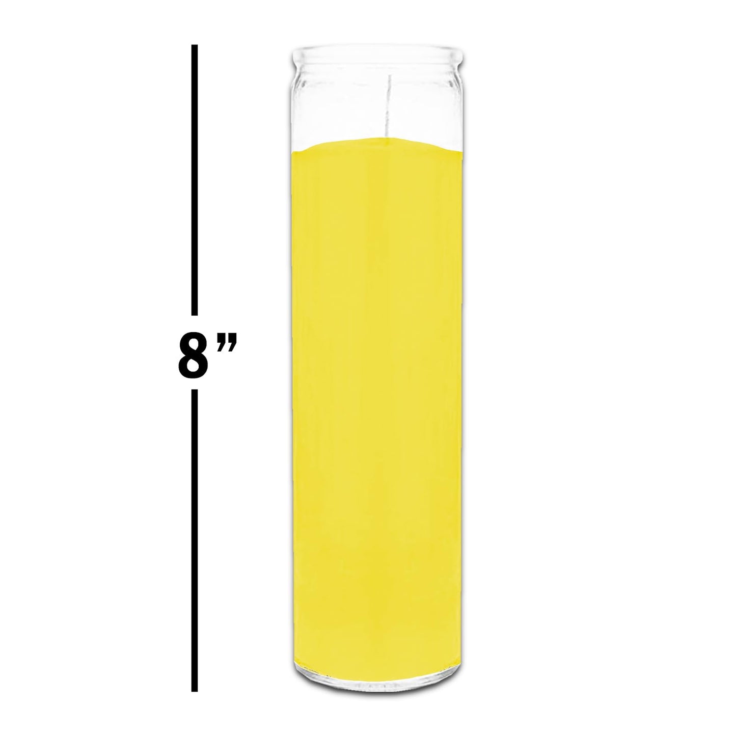8 Inch Novena Yellow Prayer Glass Candles - 3 Pack Novena Yellow Prayer Candles | Yellow Candles for Vigils, Prayers, Blessing Ceremonies, More