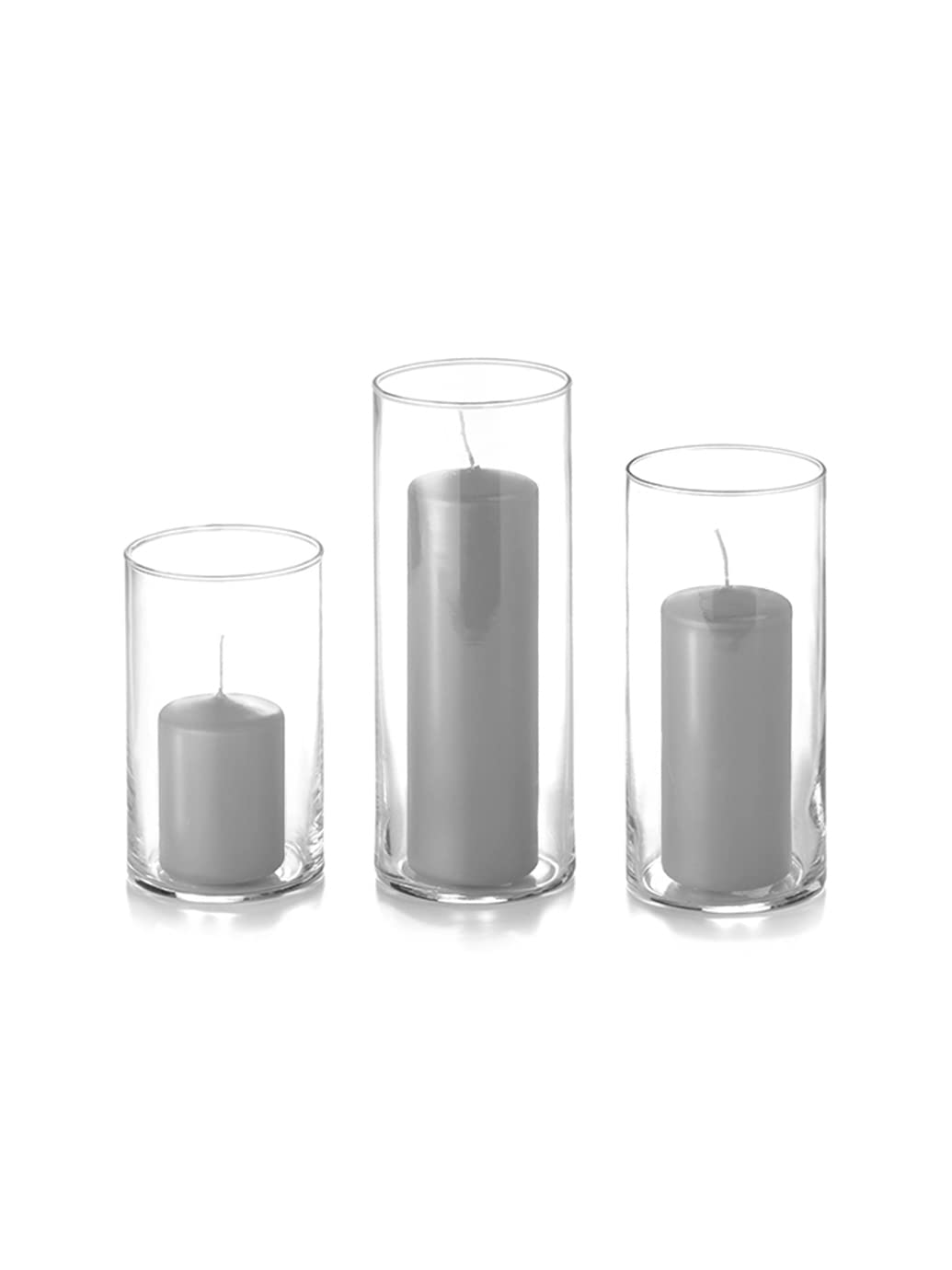yummi Set of 36 Slim Pillars and Cylinder Vases - Light Gray
