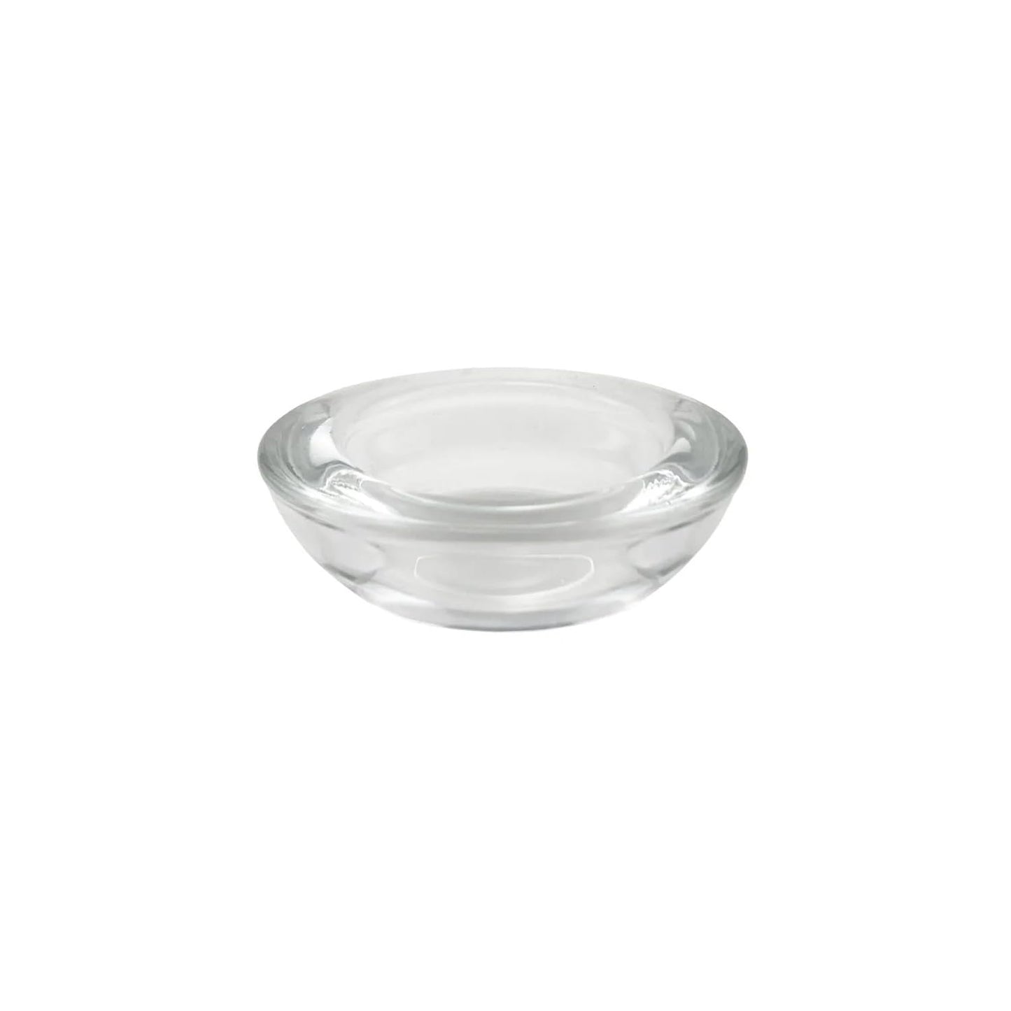 WGV Sturdy Tea Light Votive Candle Holder 3" W, Clear Heavy Thick Chubby Plate Bowl Glass, Small Accent Decor, 1 Pc