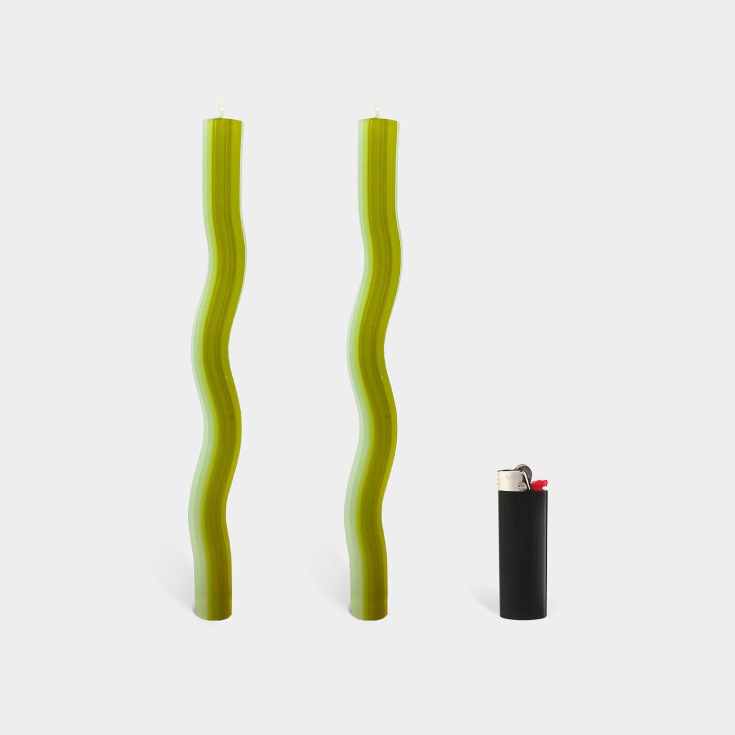Wiggle Candles (2 Pack) - Joyful Dancing Design Taper Candlesticks | Bright Colors | 7/8” diam x 11” Length | Designed by Lex Pott | Made in USA (Green)