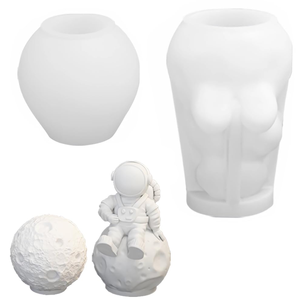 Space Planet Resin Molds Silicone，【2-Piece Set】 Epoxy Resin Space Astronaut Silicone molds,3D Resin Spaceballs Molds, Small Rocket Silicone Model, Space Rabbit DIY Gift Sets for Teens (【Kit 1】)
