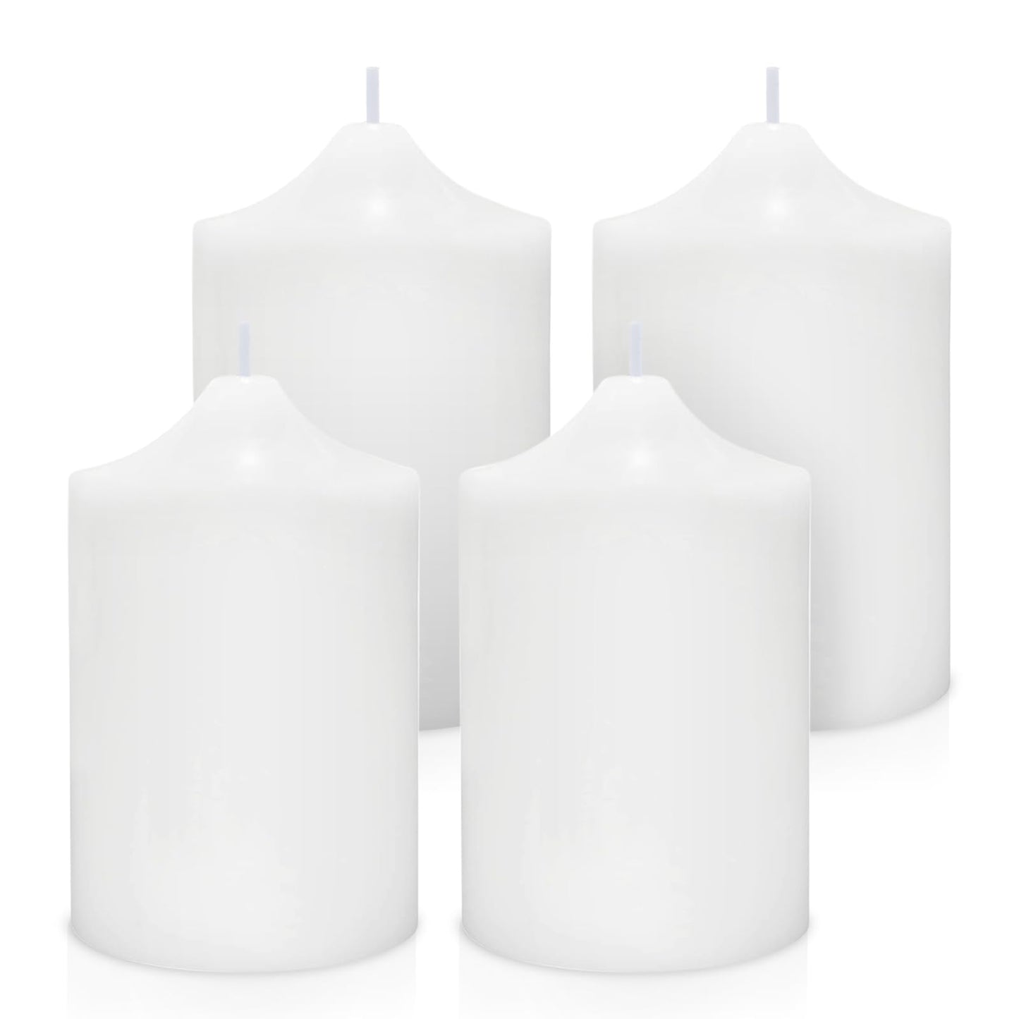 Set of 4 2x3 Inch White Pillar Candles, Dripless Unscented Cylinder Candles for Home Dinner Party Decoration - 24 Hours Burn Time