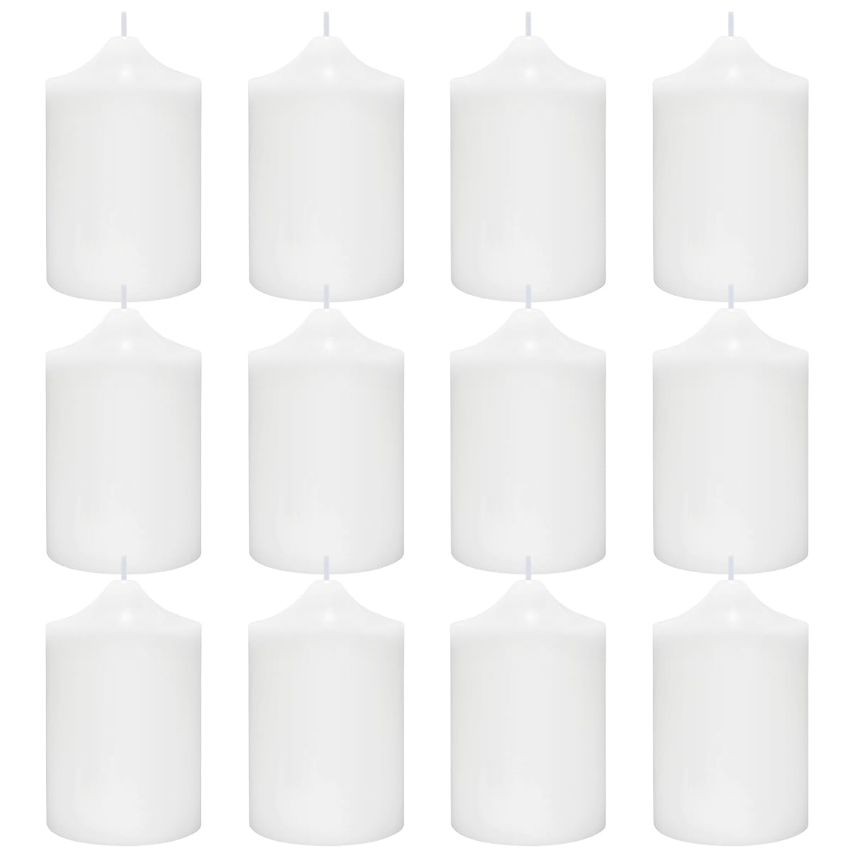 12 Pack 2x3 Inch White Pillar Candles, Unscented Column Candles for Home Restaurants Spa Church Weddings, Smokeless Dripless and Clean Burning Emergency Candle