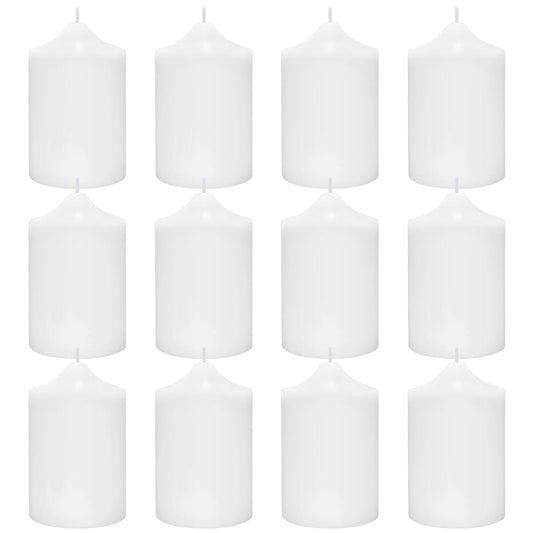 12 Pack 2x3 Inch White Pillar Candles, Unscented Column Candles for Home Restaurants Spa Church Weddings, Smokeless Dripless and Clean Burning Emergency Candle