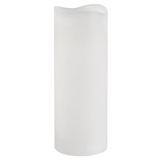 Mikasa 3x8 Inch White LED Wax Pillar Candle with Flickering Flame and Timer - Flameless Battery Operated Real Wax Candle for Home Decor, Weddings, Holidays, and Centerpiece Displays