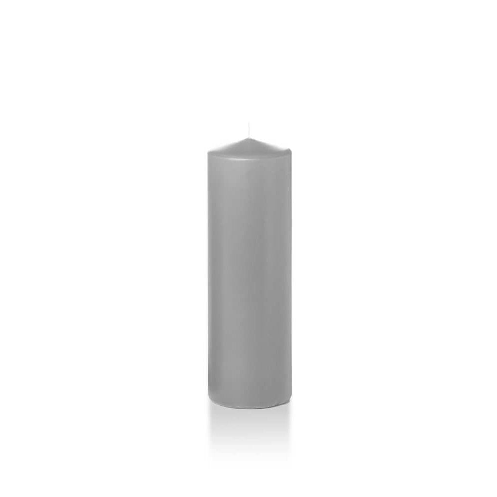 yummi 2.25" x 7" Light Gray Slim Round Pillar Candles - 4 per Pack