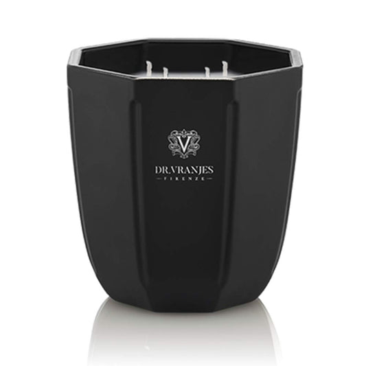 Dr. Vranjes - Decorative Candle Onice - Ambra 500 g / 18 oz, Scented Candle, Refined Colored Glass Vessel Hand-Made, Octagonal Form, Color Black, Made in Italy