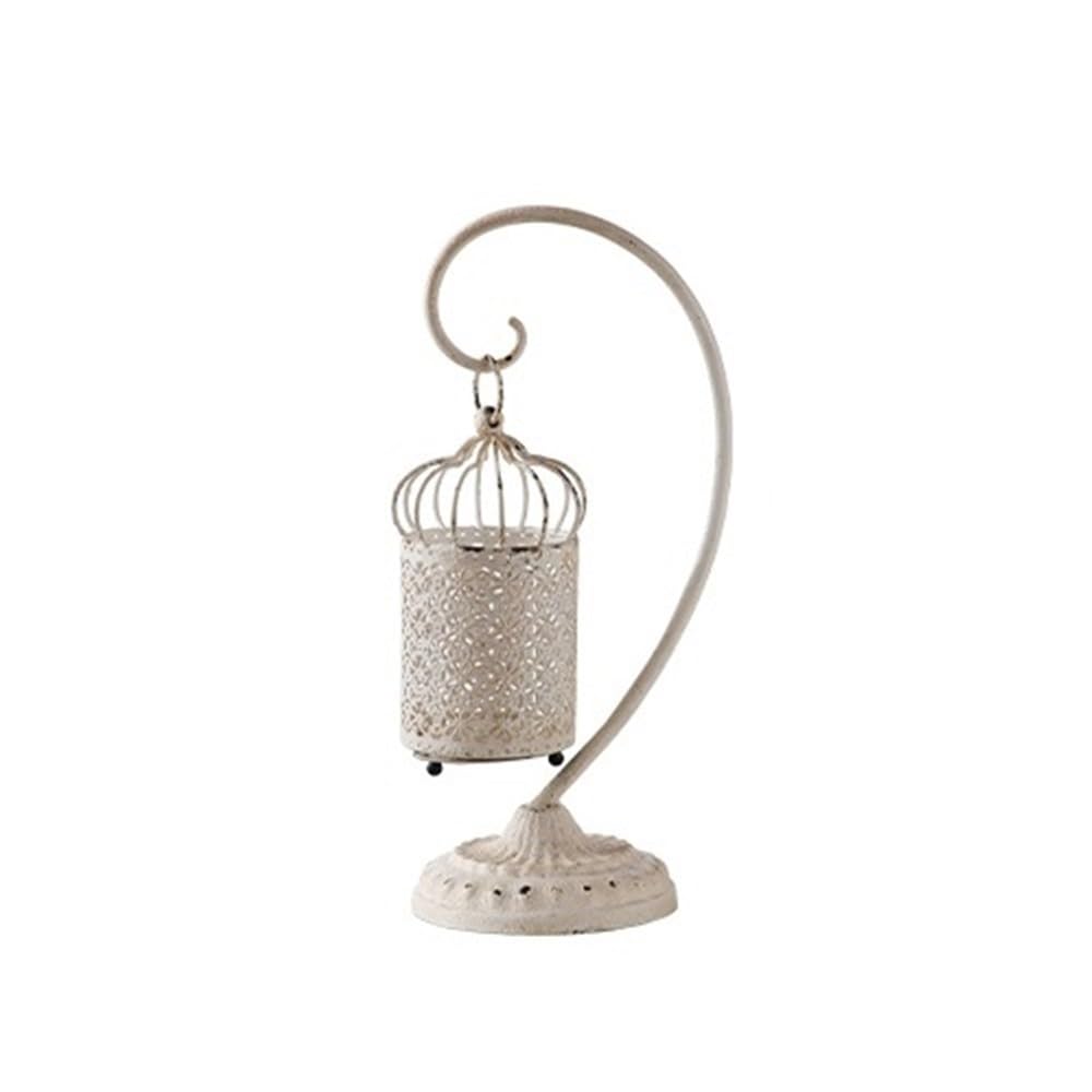 cfycfy987 Candelabra Retro Old Birdcage Wrought Iron Candlestick Decorative Candle Stand for Table Wedding Dinning Party Candle Sticks Holder(White)