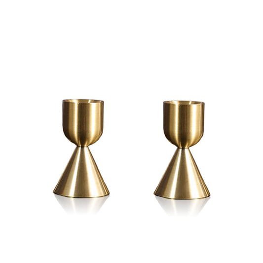 Brass Gold Candlestick Holder, Pack 2 Decorative Alluminum Taper Candle Holders, Vintage & Modern Decorative Centerpiece Candlestick Holders for Table Mantel Wedding Housewarming Gift