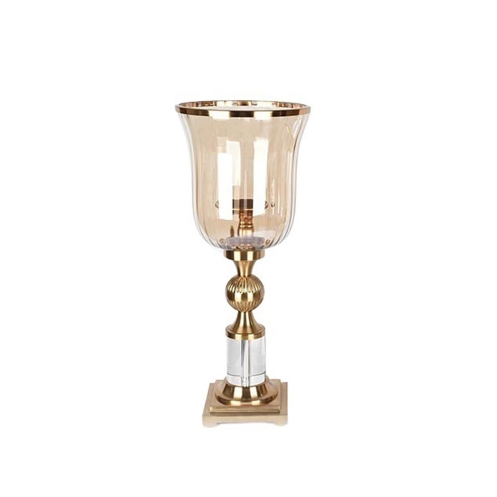 Candlestick Holders European Style Iron Candlestick with Glass Cover Creative Table Decoration Candle Holder Candle Holders(Small)