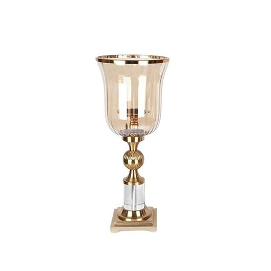 Candlestick Holders European Style Iron Candlestick with Glass Cover Creative Table Decoration Candle Holder Candle Holders(Large)