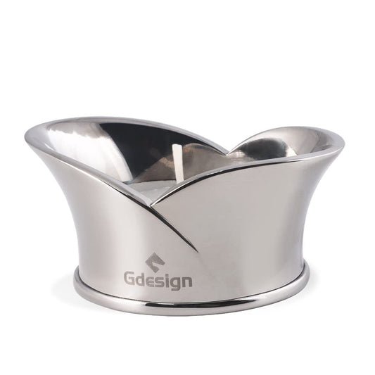 Gdesign Calla Lily Tealight Candle Holder - Polished Mirror Finish Stainless Steel - Modern Decorative Small Candle Stand for Dining Table, Restaurant, Wedding Centerpiece - Gift Box Included, 1.18" H