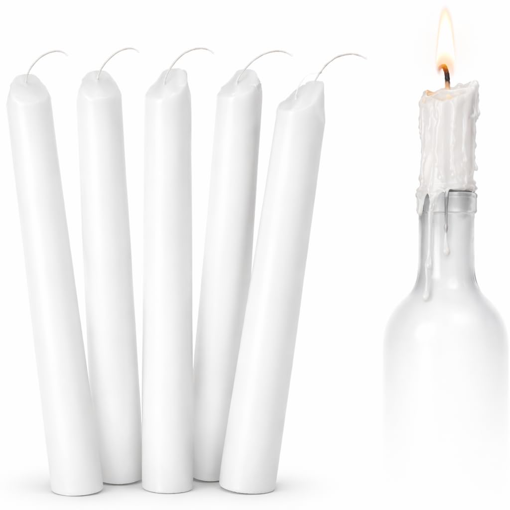 Funny Guy Mugs - White Drip Candles 6 Pack – Unscented Wax Candle Sticks for Weddings, Parties, Gothic & Halloween Decor – 6.5″ Tall Slow Drip Candles for Wine Bottles & Events