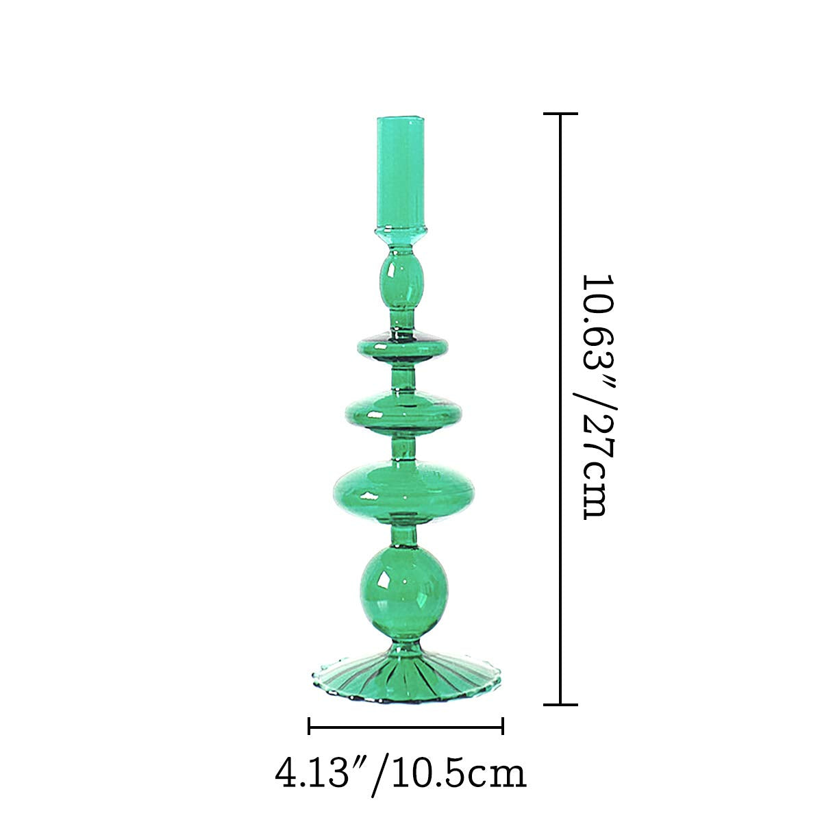 LKXHarleya Glass Candlesticks Holders, Retro Glass Candle Holder for Taper Candle Table Centerpiece Wedding Party Home Decoration, Green
